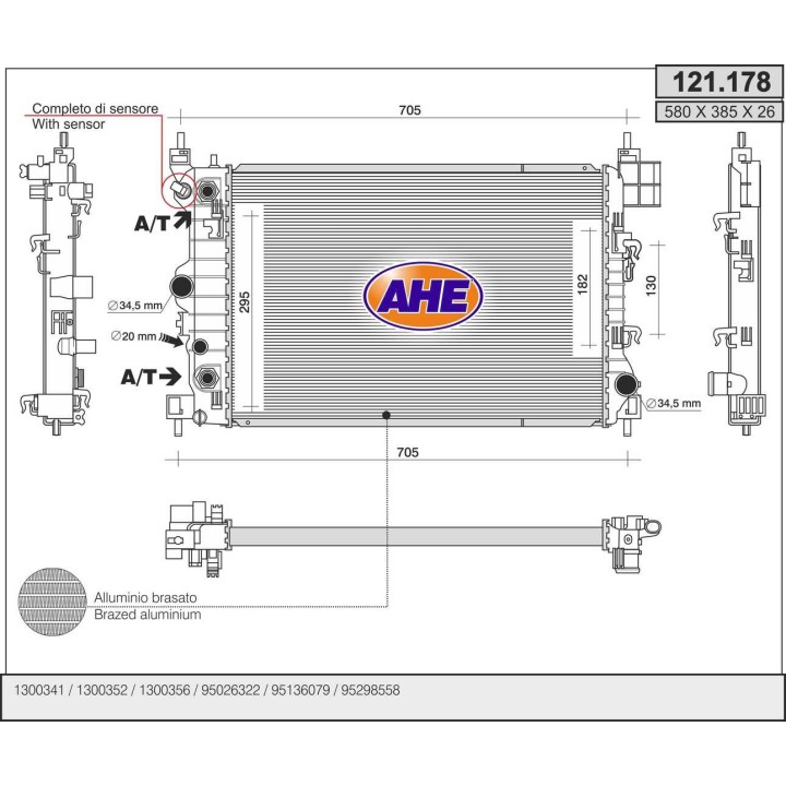 121178  RAD CHEVROLET/OPEL Trax/Mokka 1.6/1.8 +/-AC AT 13-