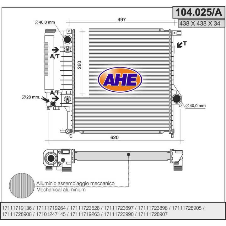104025/A  RAD BMW E30/36 +/- AC AT