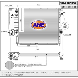 104029/A  RAD BMW E34 520i/525i AT AC 89- 34mm