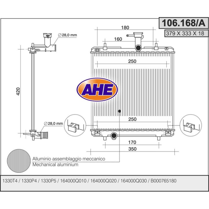 106168/A  RAD CITROEN C1-PEUGEOT 107-TOYOTA AYGO 1.0 AC 05-
