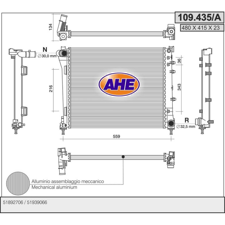 109435/A  RAD Fiat Panda (312) 0,9 Twinair +/-AC   12-