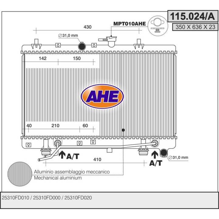 115024/A  RAD KIA Rio 1.3 - 1.5 16V    M   +/- AC