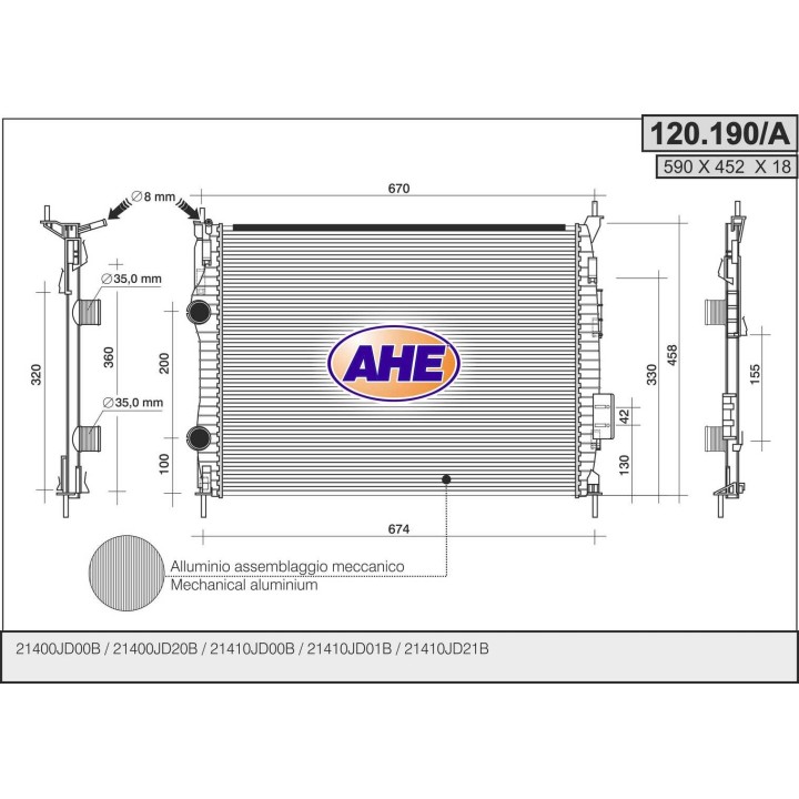 120190/A  RAD NISSAN Qashqai (J10, JJ10) 1.6 AC  07-