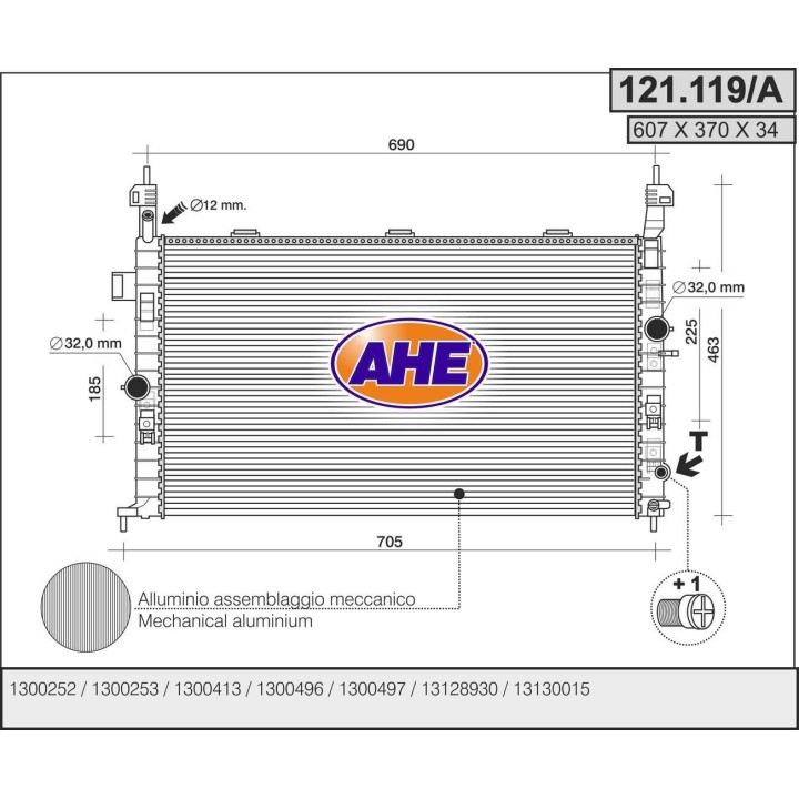 121119/A  RAD OPEL Meriva 1.6/1.8 +/-AC M/AT 03-