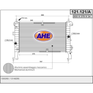 121121/A  RAD OPEL Meriva 1.3 CDTI-1.7 DTi    M   +/- AC