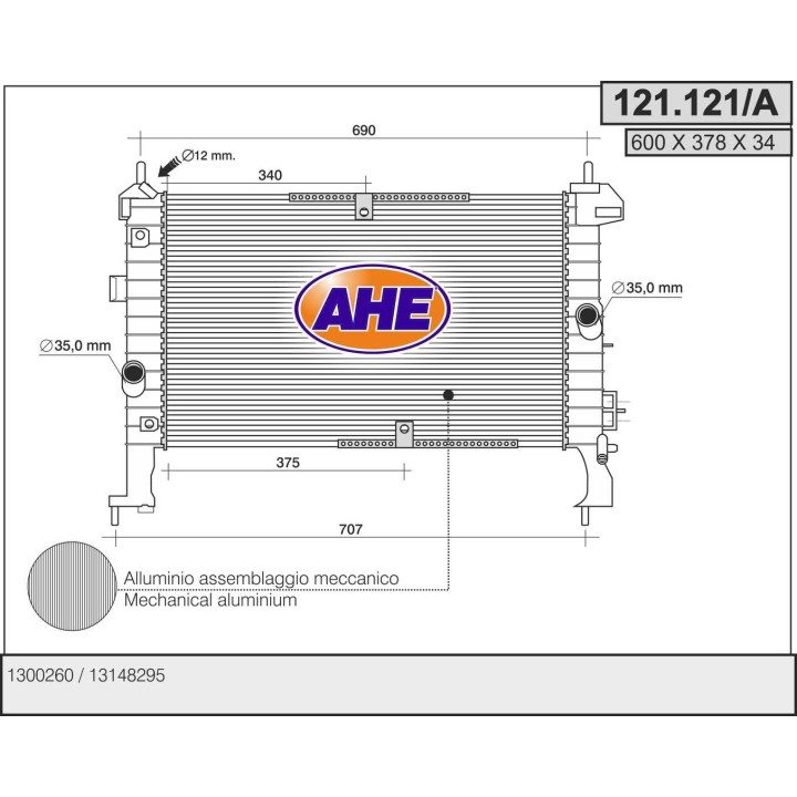 121121/A  RAD OPEL Meriva 1.3 CDTI-1.7 DTi    M   +/- AC