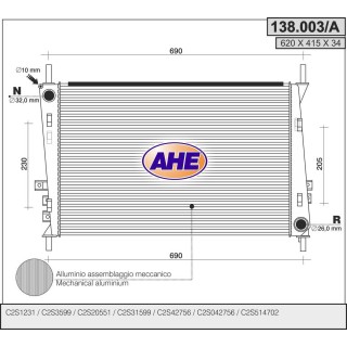 138003/A  RAD JAGUAR X-TYPE 2.0/2.5/3.0 +/-AC M/AT 01-