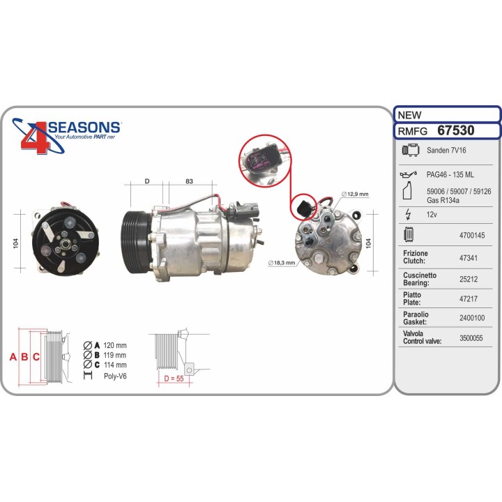 67530  COMPRESOR  VAG GOLF IV