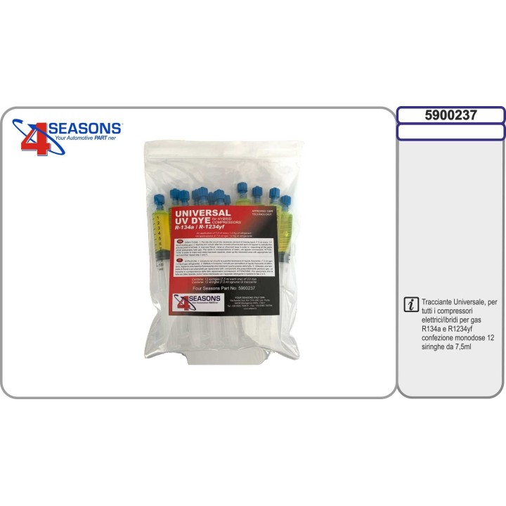 5900237  ADITIVO EN JERINGUILLAS SOLO RECAMBIO ESPECIFICO HIBRIDO R134 R1234YF 7,5ML (12 UDS)