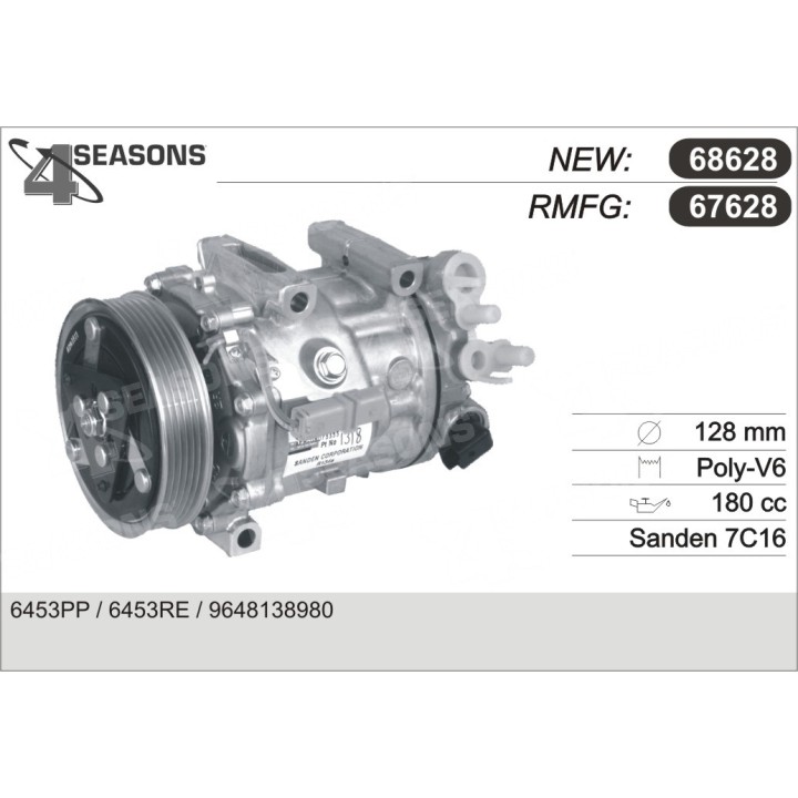 67628G  ORIGINAL  COMPRESOR  PSA C5 II / 407 2.0 HDI 04-