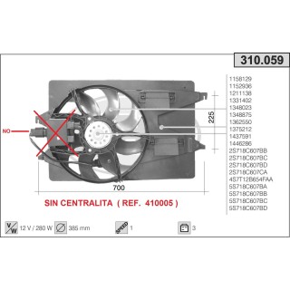 310059S  FAN   FORD Mondeo III 2.0 16V TDCI   M   + AC