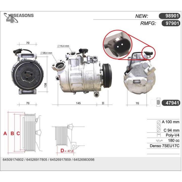 97901  COMPRESOR  BMW SERIE 5 E60/61 6 CYL 03-