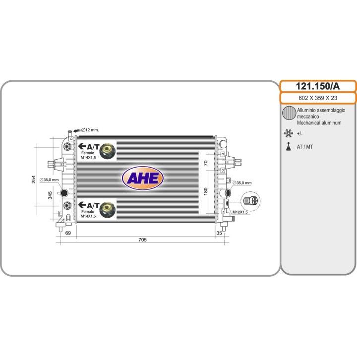 121150/A  OPEL Astra H 1.6/1.8 +/-AC AT/MT AT 07-