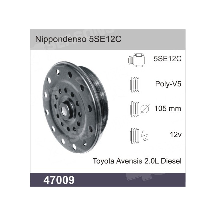 47009  COMPRESSOR CLUTCH DENSO 5SE12C 12V PV5