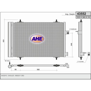 43552/O  COND CITROEN/PEUGEOT C5II/C5III/407 2.0HDi  Delphi