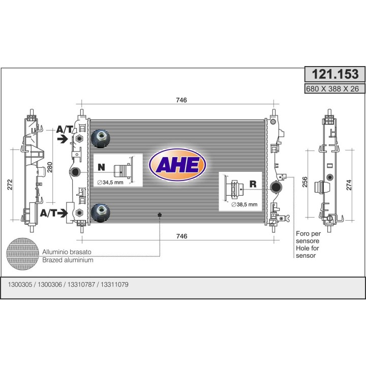121153  RAD OPEL Astra J 2.0 CDTi / 2.2 CDTi     AT   +/-