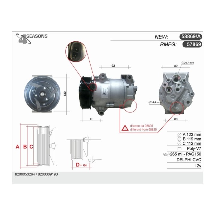 57869  COMPRESOR  RENAULT LAGUNA MEGANE CLIO