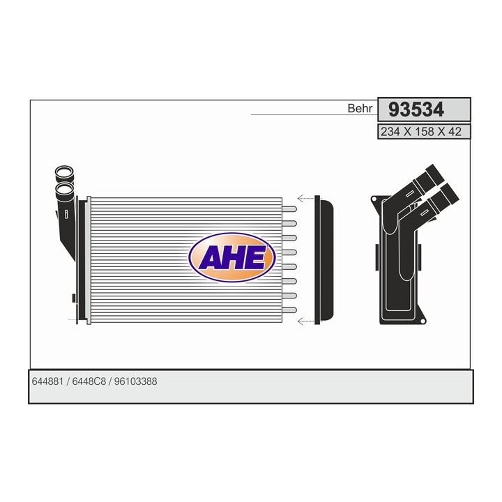 93534/V  HEATER CORE CITROEN XANTIA VALEO