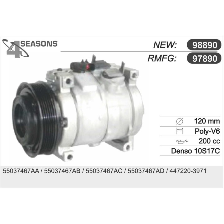 97890  COMPRESOR  JEEP CHEROKEE 2.5 / 2.8  CRD 01-