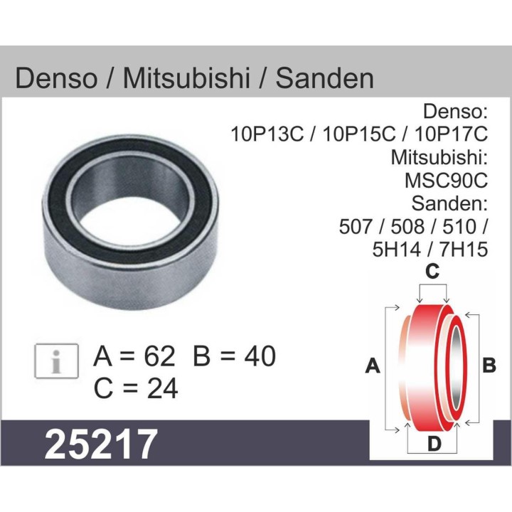 25217  RODAMIENTO SANDEN DENSO  62 X 40 X 24