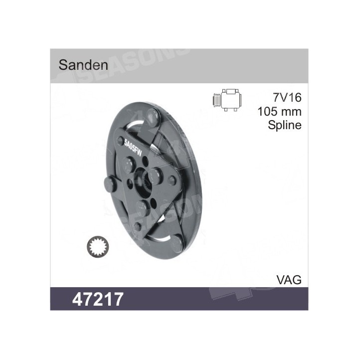 47217  PLATO EMBRAGUE HUB SANDEN 7V16 / 7H15