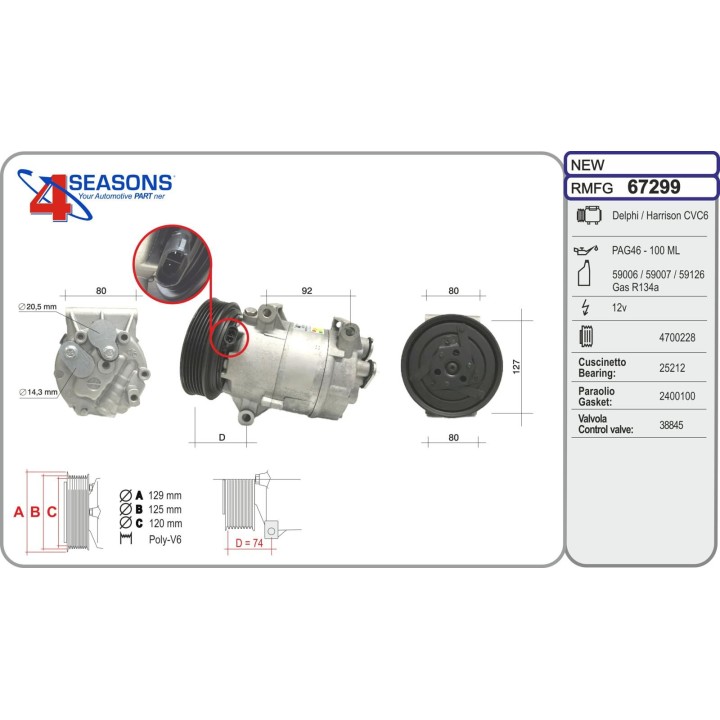 67299  COMPRESOR  RENAULT MEGANE / SCENIC 02-
