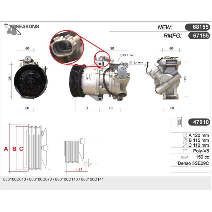 67155  COMPRESOR  TOYOTA YARIS