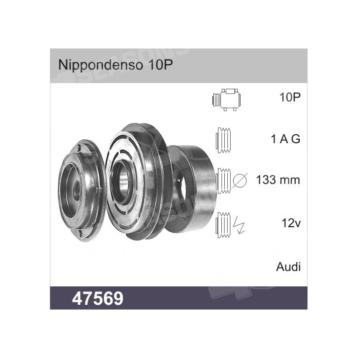 47569  EMBRAGUE COMPRESOR DENSO 10P 12V 1 GROOVE