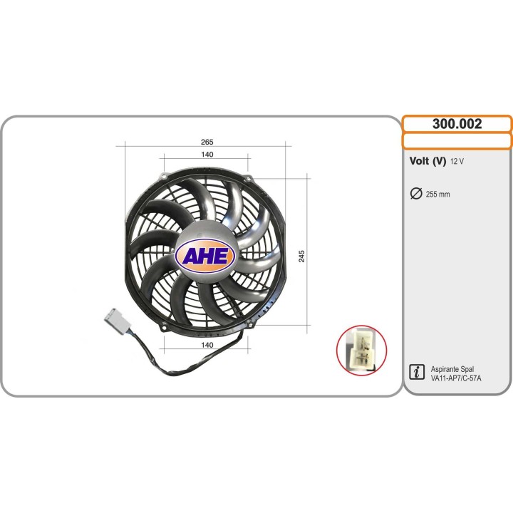 300002  Universale aspirante Spal 12v