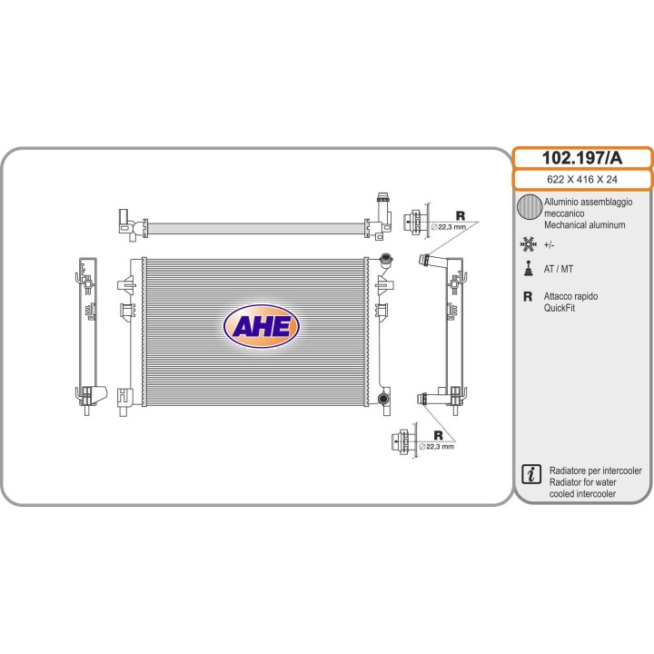 102197/A  Rad. Intercooler AUDI/SEAT/SKODA A3/Q2/TT/Ateca/Le