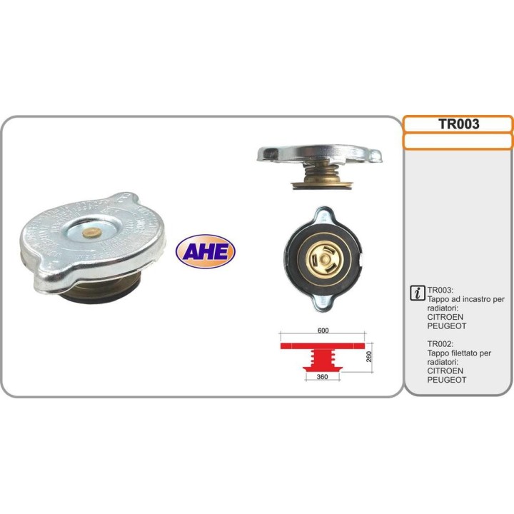TAPPO PER RADIATORI CITROEN/PEUGEOT  INCASTRO 