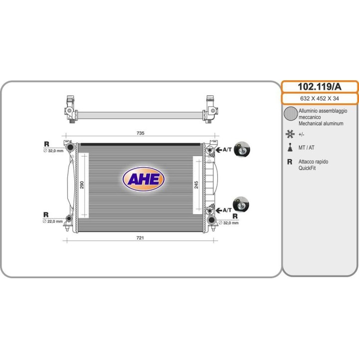 RAD AUDI A4 II 3 0 30V AT  /-AC 01-