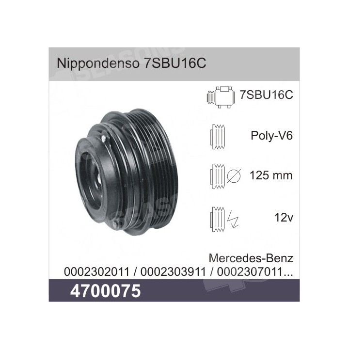 4700075  EMBRAGUE COMPRESOR DENSO 7SBU16C 12V PV6