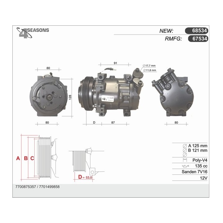 67534  COMPRESOR  RENAULT CLIO II/KANGOO