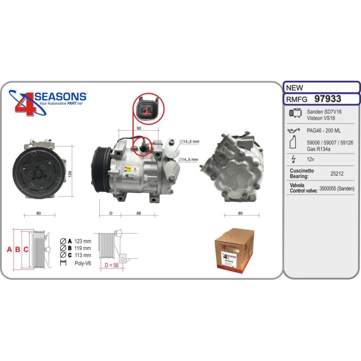 97933  COMPRESOR  FORD 1.6 TDCI 05-