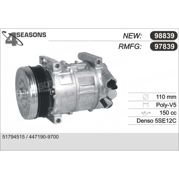 97839  COMPRESOR  FIAT GRANDE PUNTO 1.4 16V 05-