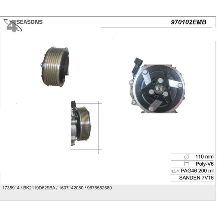 CONJUNTO EMBRAGUE COMPRESOR SD 7V16  970102
