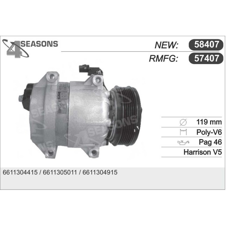 57407N COMP NEW HR V5 A/D PV6 120MM 12V H-B T.P.