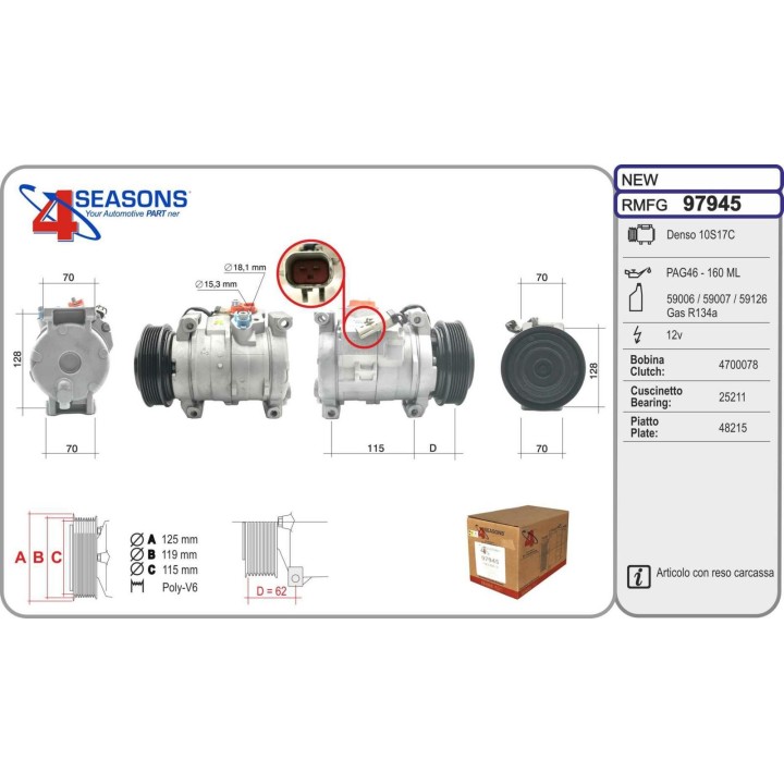 97945  COMPRESOR  CHRYSLER VOYAGER III CRD