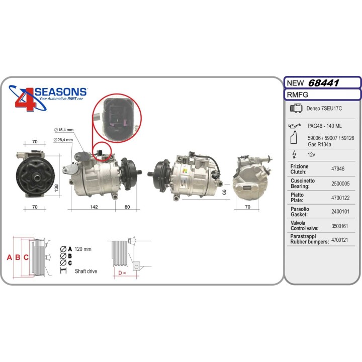 67441N  COMPRESOR NUEVO VOLKSWAGEN ENGINE TDI V5