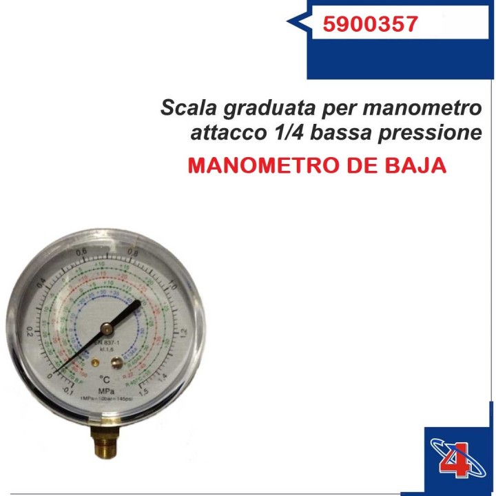 5900357   MANOMETRO DE BAJA 80 MM  R134 R22 R404A R1234YF