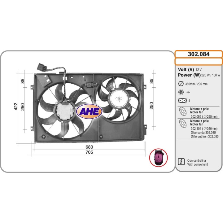 302084  FAN   AUDI A3 II/VW Golf V/SKODA/SEAT 1.4-1.6-2.0