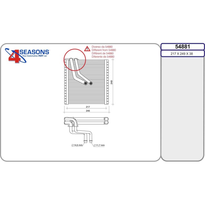 54881  EVAPORATOR VOLKSWAGEN Golf VII/Golf Sportsvan 04.1