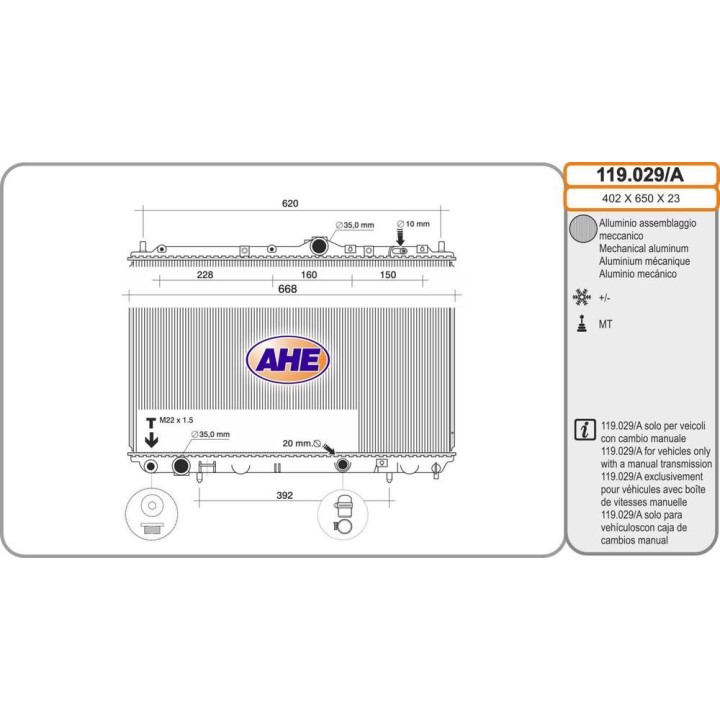 Rad  MITSUBISHI/VOLVO Carisma/S40/V40 1 9TD  /-AC 