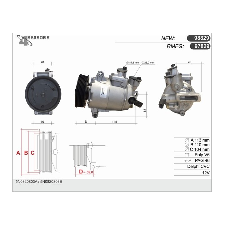 97829  CMP  VW GOLF V / AUDI A3 VERSION DELPHI