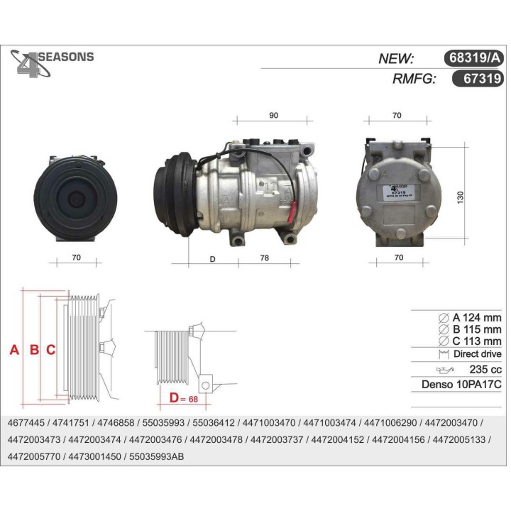 67319  COMPRESOR  CHEROKEE 2.5TD