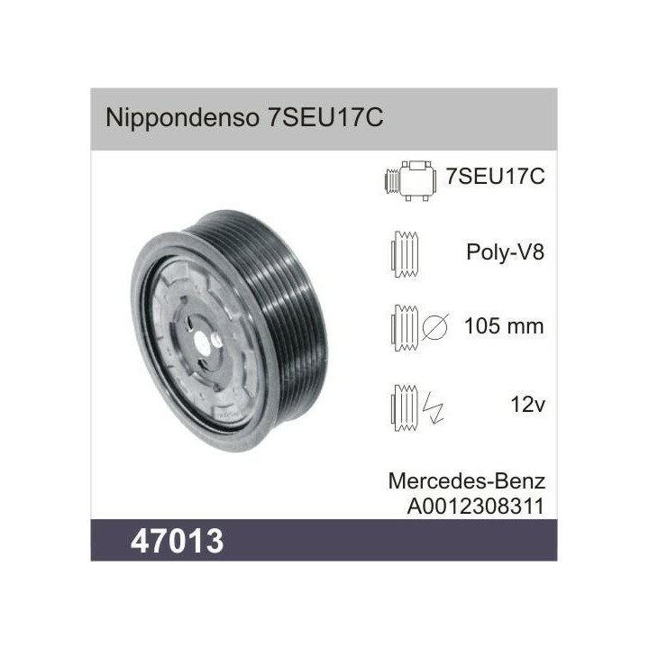 COMPRESSOR CLUTCH DENSO 7SEU17C 12V PV8