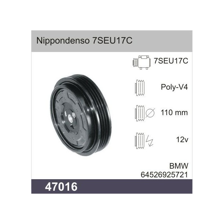 COMPRESSOR CLUTCH DENSO 7SEU17C 12V PV4