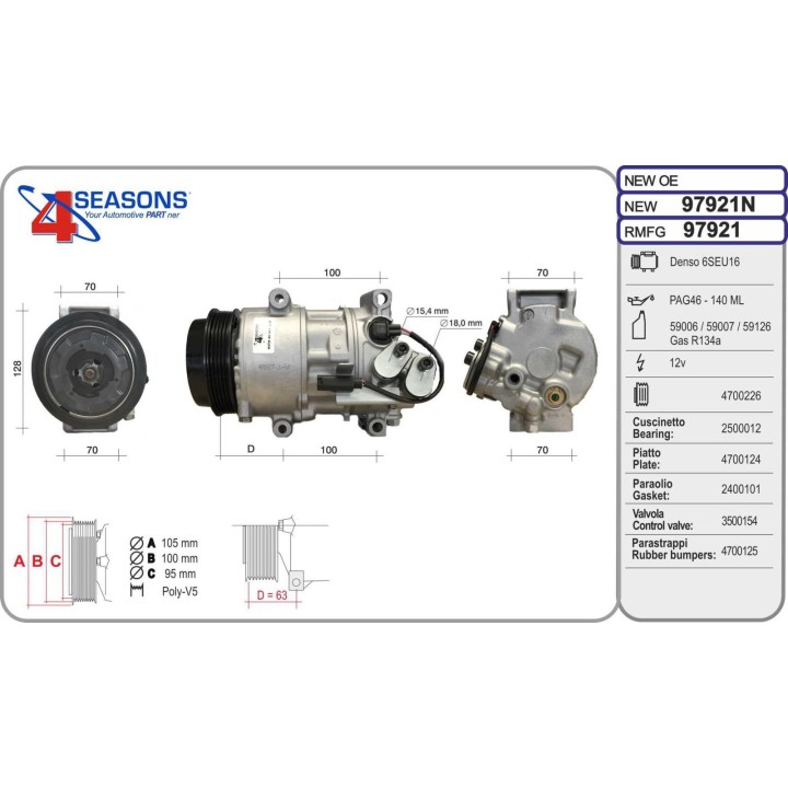 97921N  COMPRESOR  MERCEDES BENZ W169 04-