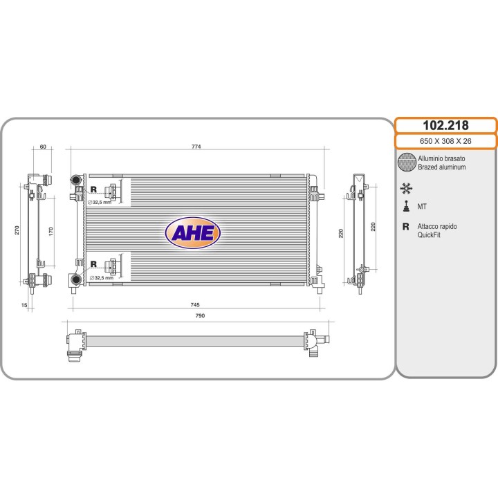 102218  Rad. AUDI/SEAT/SKODA A1/Toledo/Rapid 1.6TDi +/-AC